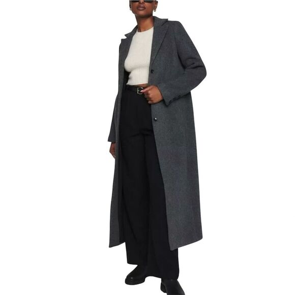NWOT Reformation Wayne Coat Size Small Gray Wool Blend Long Line Single Breasted - Picture 1 of 11